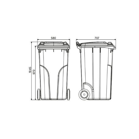 Мусорный бак Europlast пластиковый желтый объем 240 л, изображение 2
