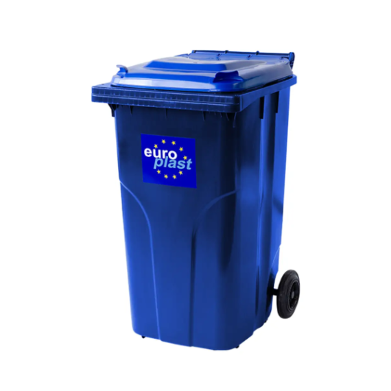 Мусорный бак Europlast пластиковый синий объем 240 л