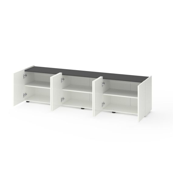 Тумба TV B026 2000х350х530 ЛДСП, Білий Сніг - Антрацит, изображение 2