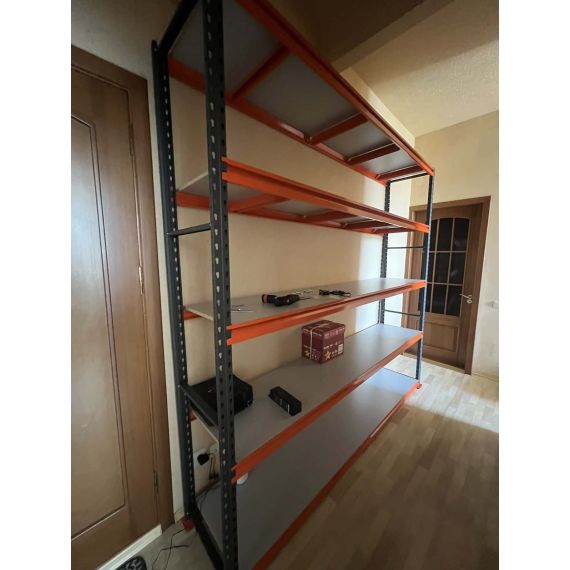 Стелаж посилений SN фарбований (RAL 7024) з ДСП ламінованими полицями, 2500х1720х500, 5 ярусів, Ширина, мм: 1720, Кількість ярусів: 5, Висота, мм: 2500, Глибина, мм: 500, изображение 4