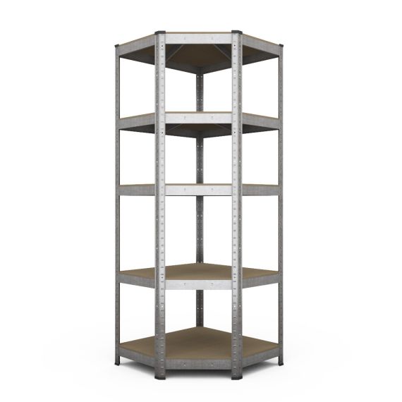 Стелаж кутовий Бюджет ОМ 1800х700х400x425 , 150 кг/полка, 5 полиць, МДФ, оцинкований (для квартири, ванної, кухні, передпокою)
