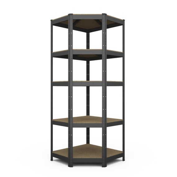 Стеллаж угловой Бюджет КД 1800х900х450x635 , 150 кг/полка, 5 полок, ДСП, крашеный (для квартиры, ванной, кухни, прихожей)